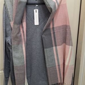 Gray and Pink Plaid Scarf